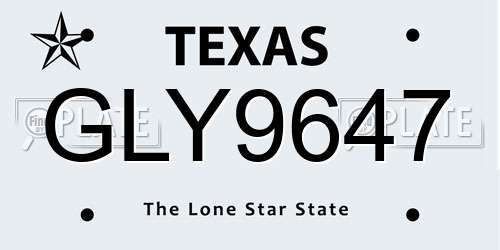 GLY9647 Texas License Plate