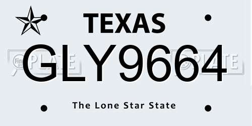 GLY9664 Texas License Plate