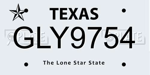 GLY9754 Texas License Plate