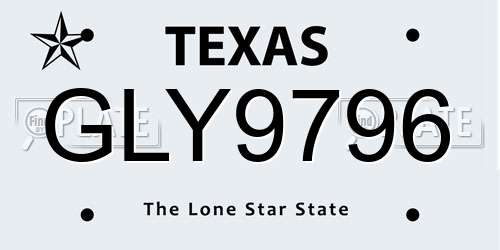 GLY9796 Texas License Plate