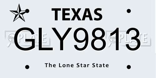 GLY9813 Texas License Plate