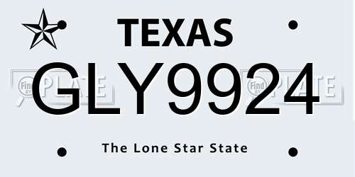 GLY9924 Texas License Plate