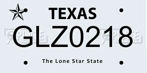 GLZ0218 Texas License Plate