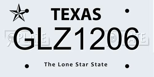GLZ1206 Texas License Plate