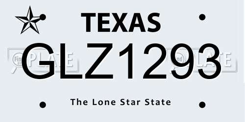 GLZ1293 Texas License Plate