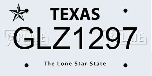 GLZ1297 Texas License Plate
