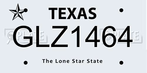 GLZ1464 Texas License Plate