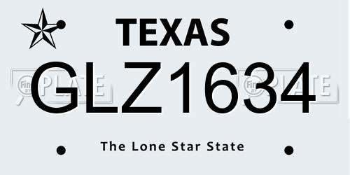 GLZ1634 Texas License Plate