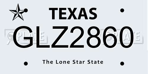 GLZ2860 Texas License Plate