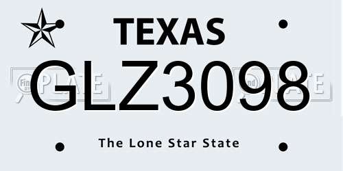 GLZ3098 Texas License Plate