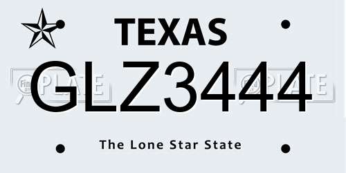 GLZ3444 Texas License Plate