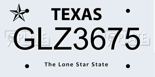 GLZ3675 Texas License Plate