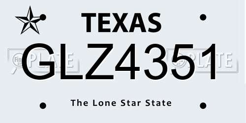 GLZ4351 Texas License Plate