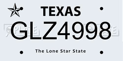GLZ4998 Texas License Plate