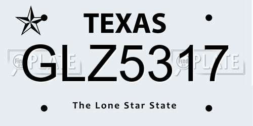 GLZ5317 Texas License Plate
