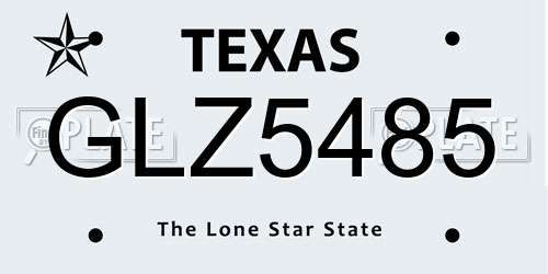 GLZ5485 Texas License Plate