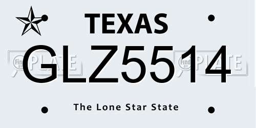 GLZ5514 Texas License Plate