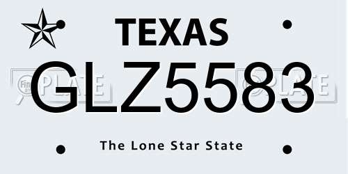 GLZ5583 Texas License Plate