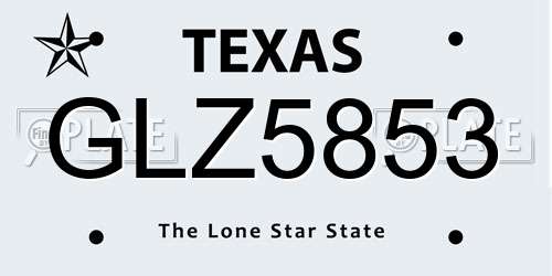 GLZ5853 Texas License Plate