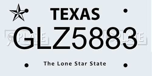 GLZ5883 Texas License Plate