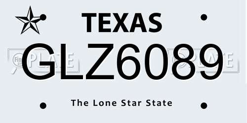 GLZ6089 Texas License Plate