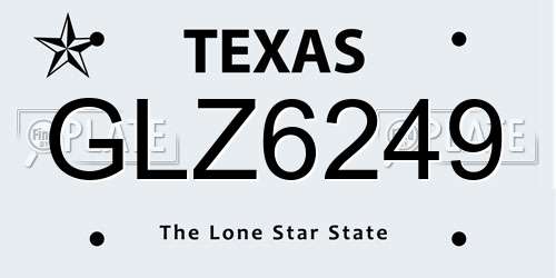 GLZ6249 Texas License Plate