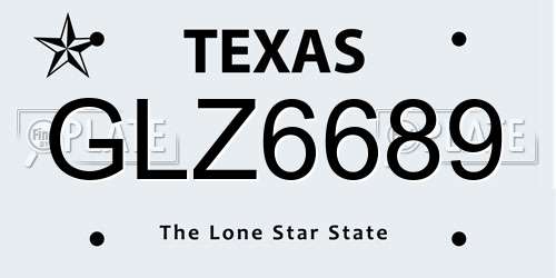 GLZ6689 Texas License Plate