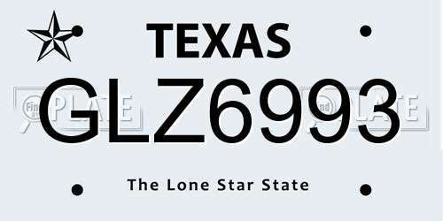 GLZ6993 Texas License Plate