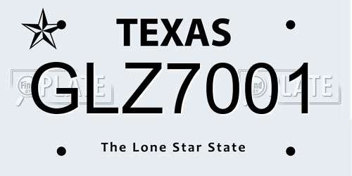 GLZ7001 Texas License Plate