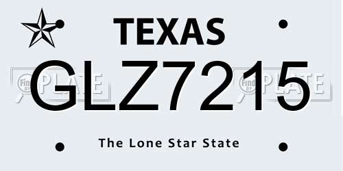 GLZ7215 Texas License Plate