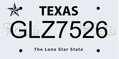 GLZ7526 Texas License Plate