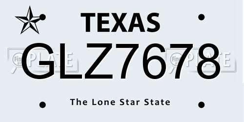 GLZ7678 Texas License Plate