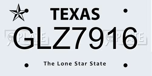 GLZ7916 Texas License Plate