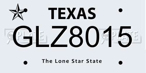 GLZ8015 Texas License Plate