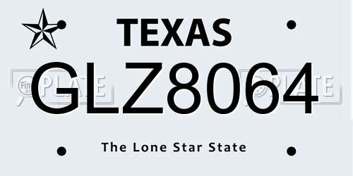 GLZ8064 Texas License Plate