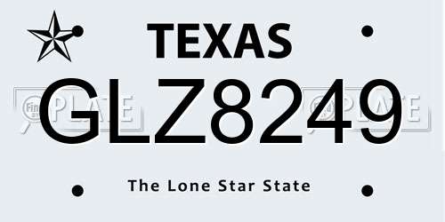 GLZ8249 Texas License Plate