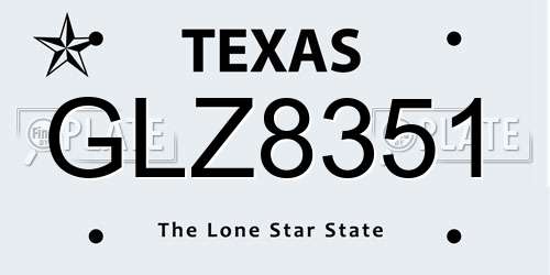 GLZ8351 Texas License Plate