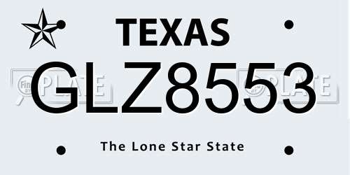 GLZ8553 Texas License Plate