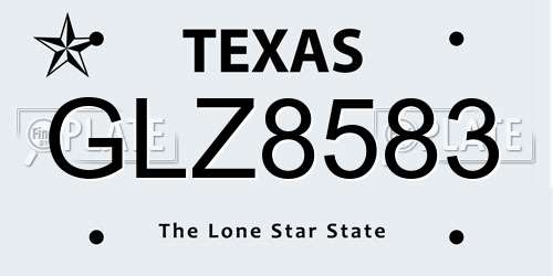 GLZ8583 Texas License Plate
