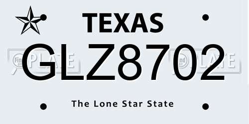 GLZ8702 Texas License Plate