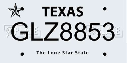 GLZ8853 Texas License Plate