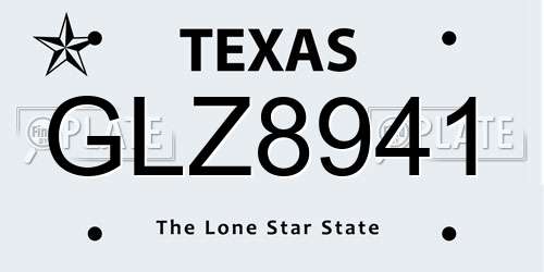 GLZ8941 Texas License Plate