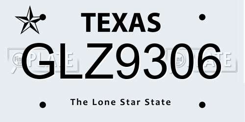 GLZ9306 Texas License Plate