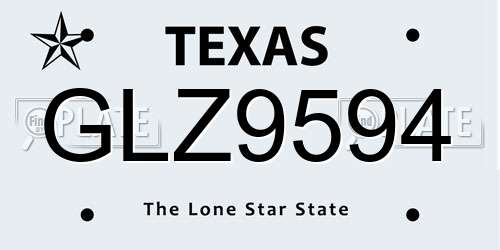 GLZ9594 Texas License Plate