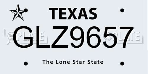 GLZ9657 Texas License Plate