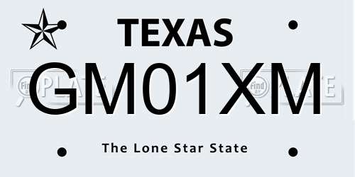 GM01XM Texas License Plate