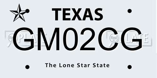 GM02CG Texas License Plate