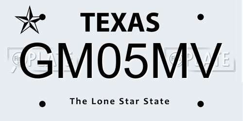 GM05MV Texas License Plate