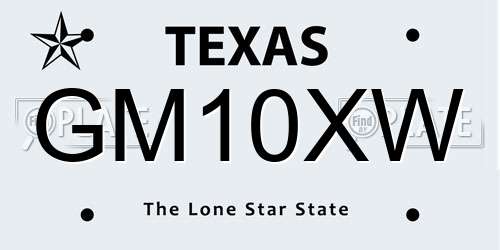 GM10XW Texas License Plate
