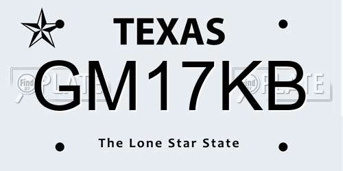 GM17KB Texas License Plate